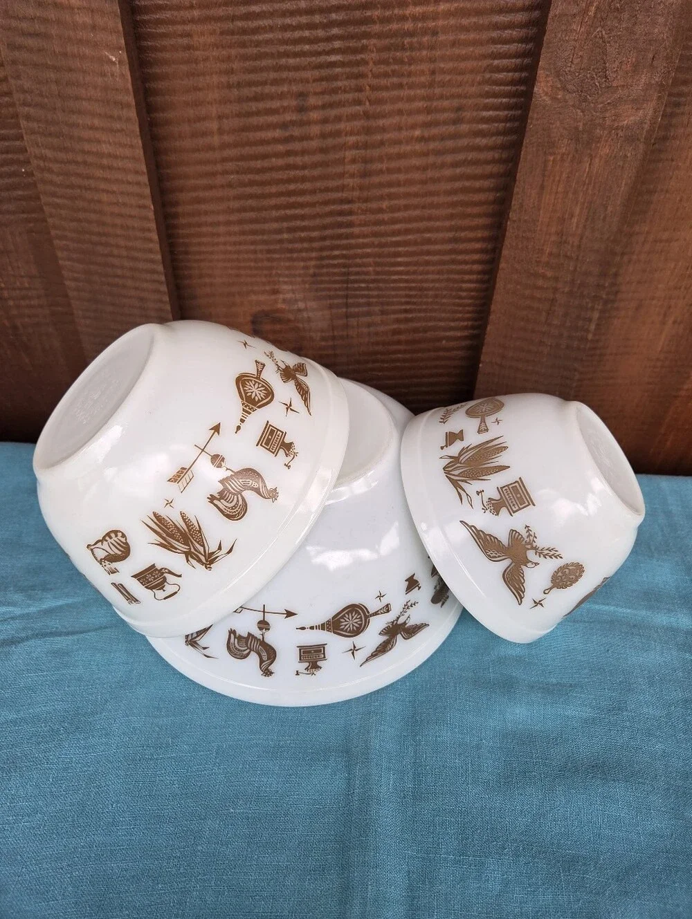 Pyrex Early American White Mixing Bowls Set 401 402 403